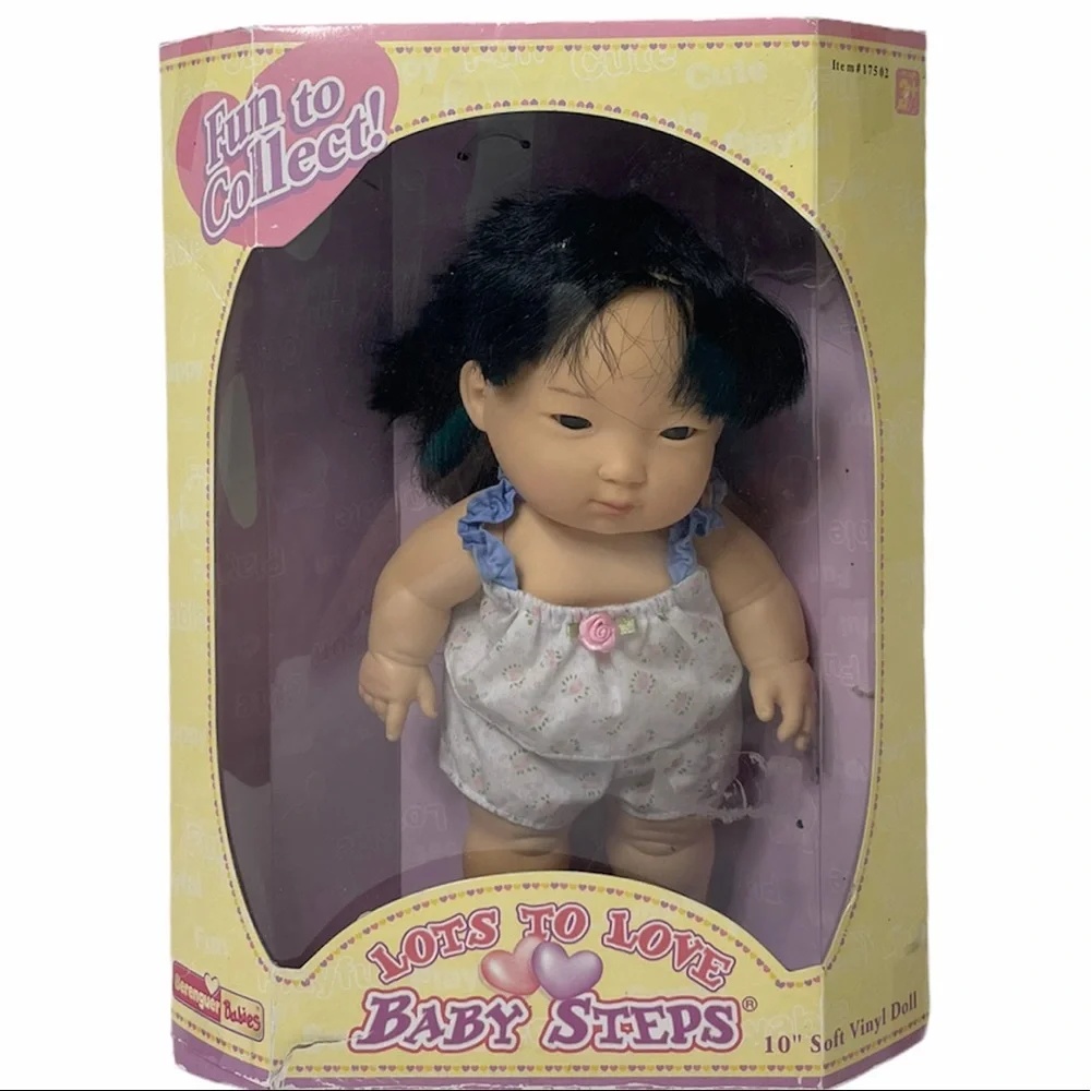 Rare Vintage Doll Y2K Toys Lots To Love Asian Baby Ethnic Brown Hair Blue Pink